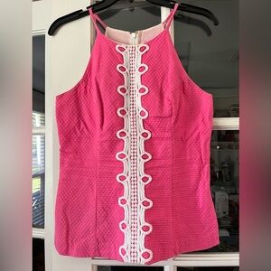 Lilly Pulitzer Pink Sleeveless Top with Lace Detail